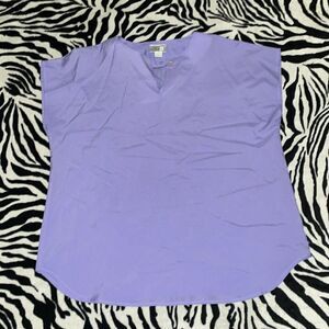 Ellen B vintage lilac lavender purple sleeveless causal button neck blouse top